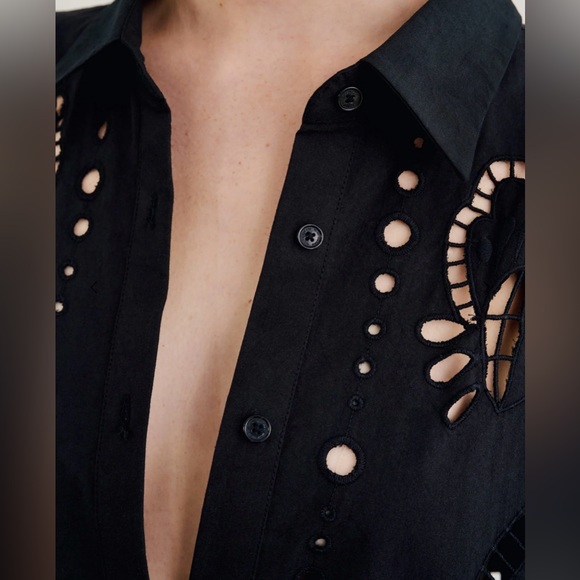 Nili Lotan ‘Mathilde’ Embroidered Black Poplin Dress - Picture 4 of 9